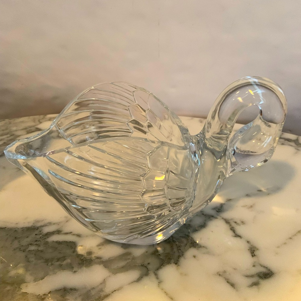 Lead Crystal Clear Heavy Swan Decorative Bowl
